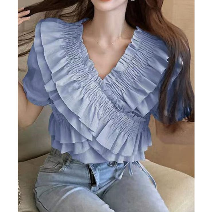 フリルブラウス シャーリングブラウス半袖 | Miniministore | 詳細画像8