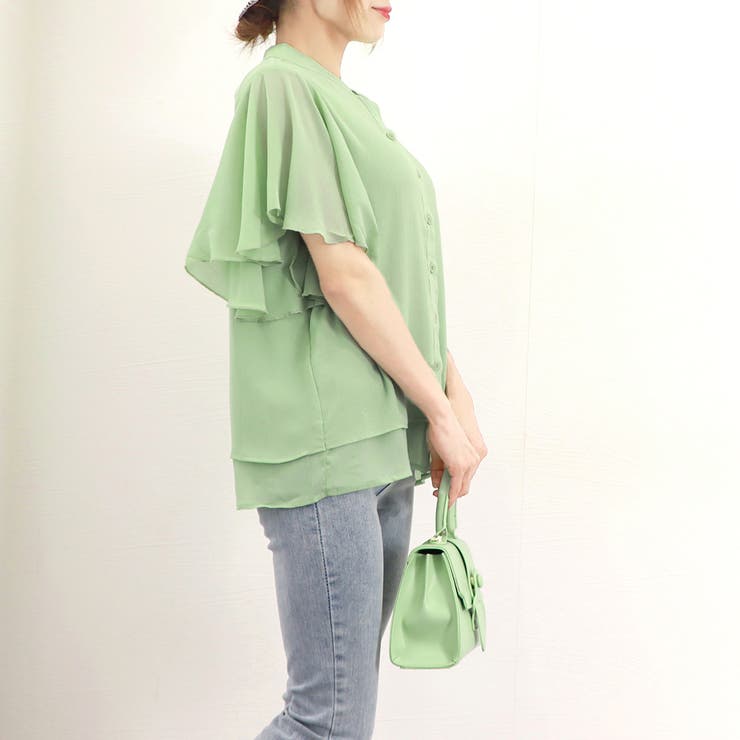 フレアー袖ブラウス バンドカラー 半袖夏 | Miniministore | 詳細画像16 