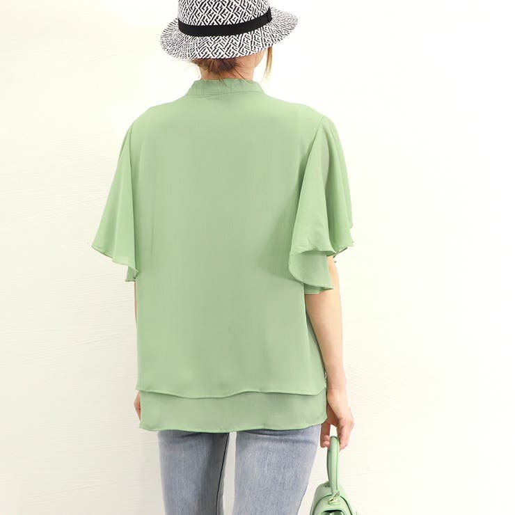 フレアー袖ブラウス バンドカラー 半袖夏 | Miniministore | 詳細画像17 