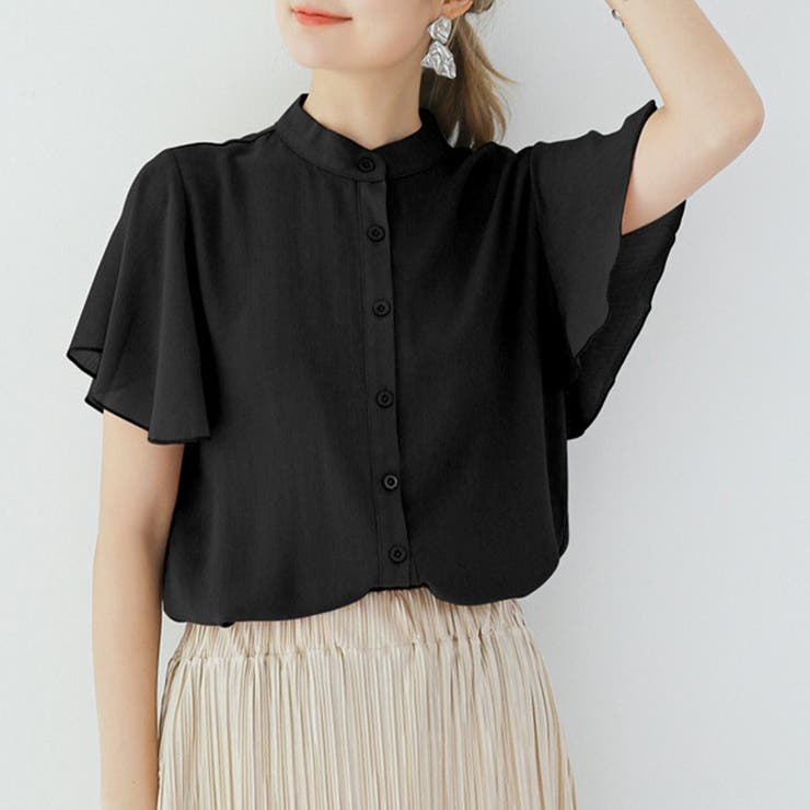 フレアー袖ブラウス バンドカラー 半袖夏 | Miniministore | 詳細画像5 