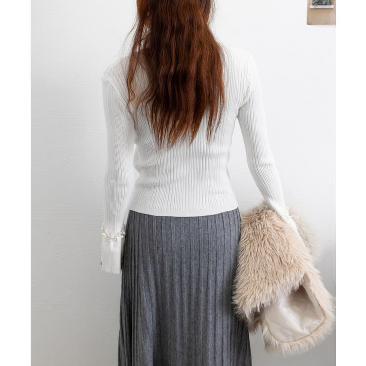 パール付きニットトップス フレアスリーブ | Miniministore | 詳細画像18 