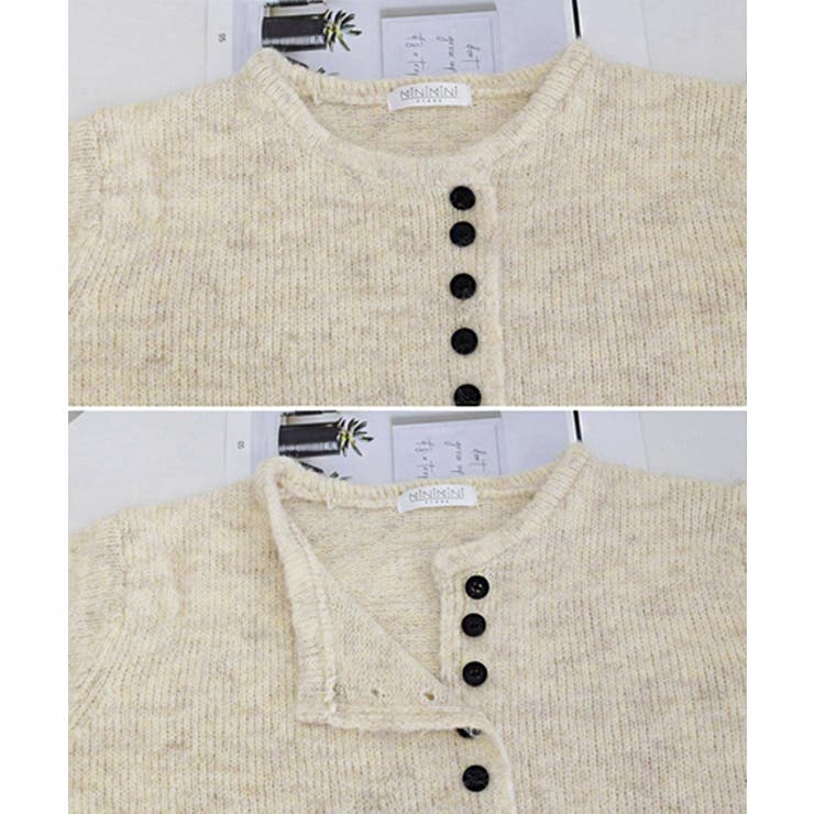 サイドリボンニットトップスボタンデザイン | Miniministore | 詳細画像22 