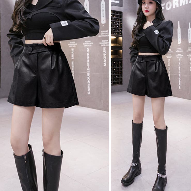 フェイクレザーショートパンツ  細見え[品番：II000007888]｜Miniministore（ミニミニストア）のレディースファッション通販｜SHOPLIST（ショップリスト）