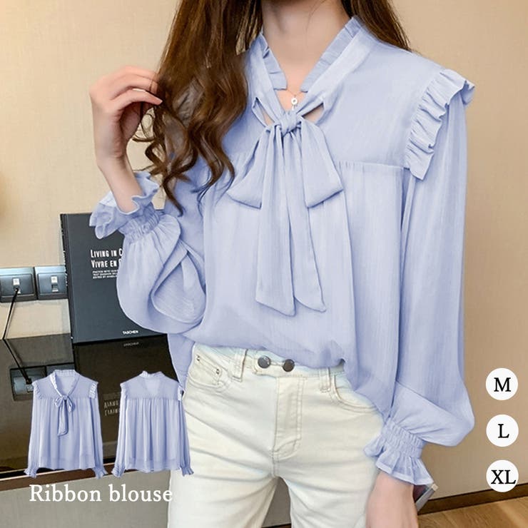 リボンタイブラウス 春夏 シアートップス | Miniministore | 詳細画像1 