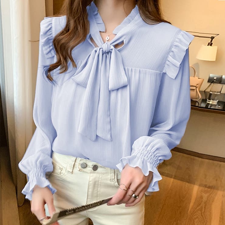 リボンタイブラウス 春夏 シアートップス | Miniministore | 詳細画像2 