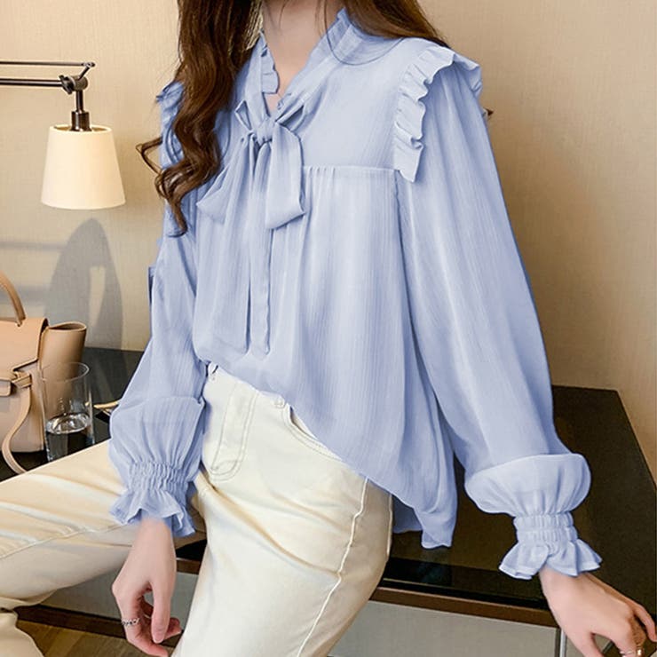 リボンタイブラウス 春夏 シアートップス | Miniministore | 詳細画像7 