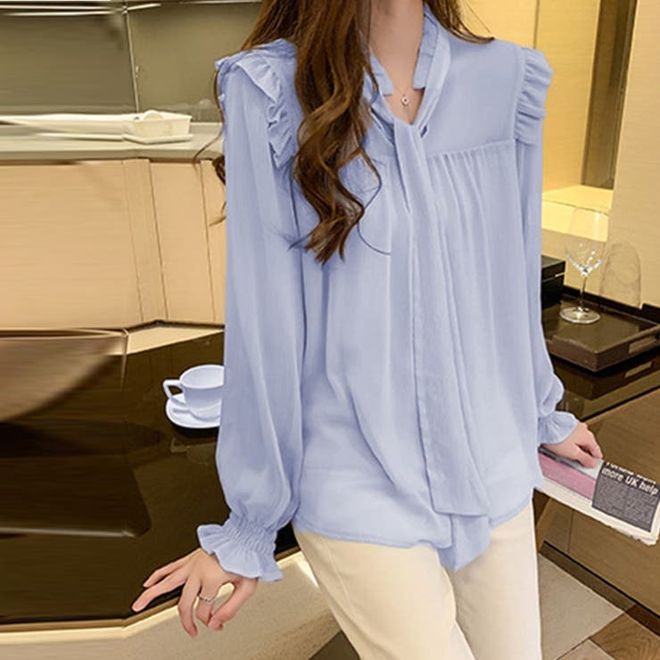 リボンタイブラウス 春夏 シアートップス | Miniministore | 詳細画像8 