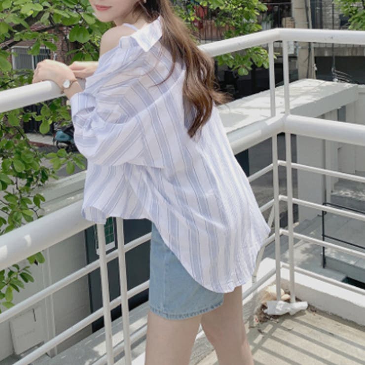 mutimer 短丈ストライプshirt MIESROHE - マルチストライプショートシャツ / ウォッシャブル