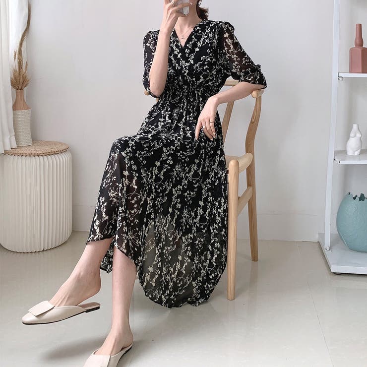 M-PREMIER couture 花柄フレアワンピース 86xanyt-058-s1.jpg