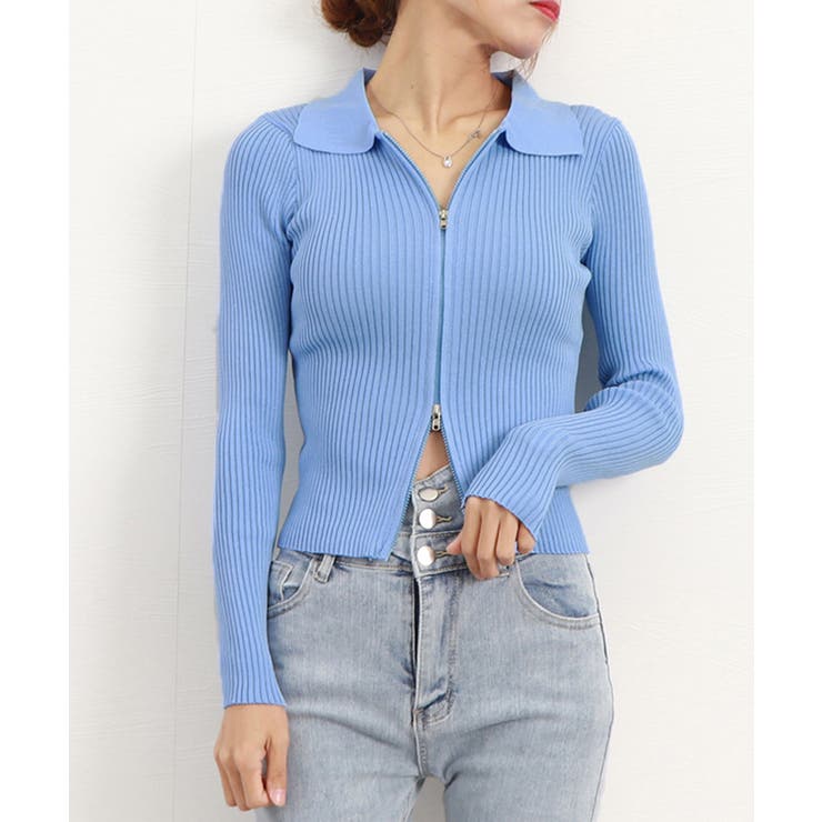 リブニットトップスレディースジップアップ | Miniministore | 詳細画像19 