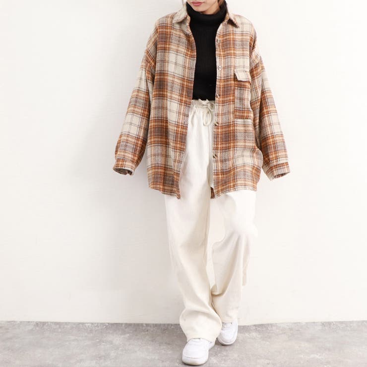 チェック柄シャツ 起毛シャツブラウス韓国[品番：II000009506