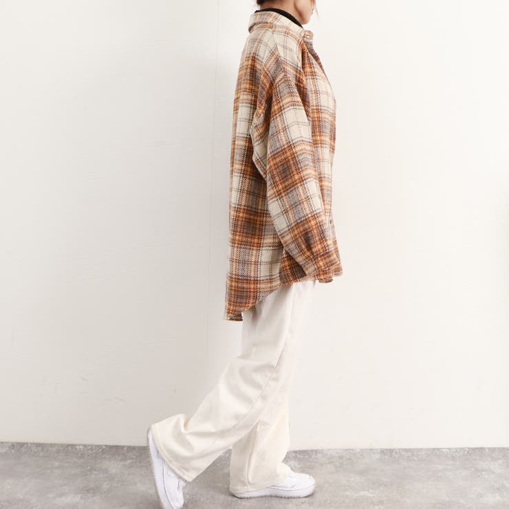 チェック柄シャツ 起毛シャツブラウス韓国[品番：II000009506