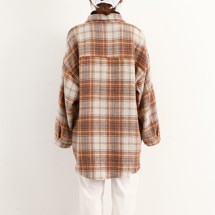 チェック柄シャツ 起毛シャツブラウス韓国[品番：II000009506