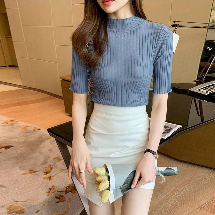 リブニットトップス レディース半袖春秋夏 | Miniministore | 詳細画像11 