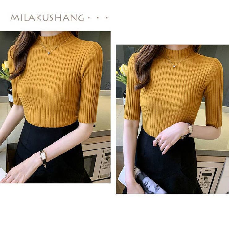 リブニットトップス レディース半袖春秋夏 | Miniministore | 詳細画像15 