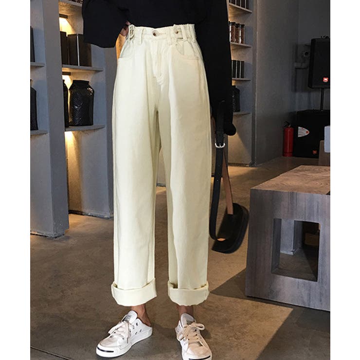 ハイウエストデニムパンツ ウエストボタン | Miniministore | 詳細画像19 