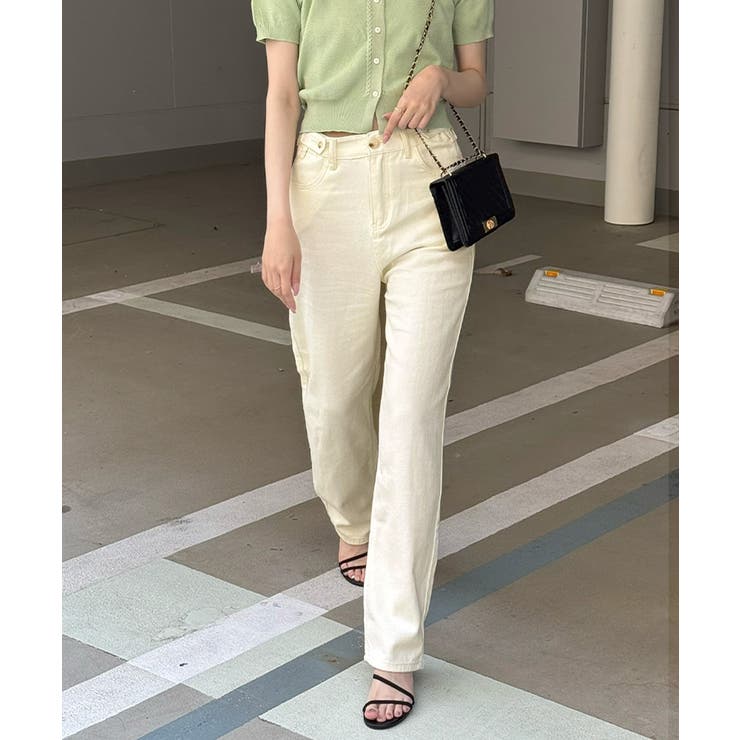 ハイウエストデニムパンツ ウエストボタン | Miniministore | 詳細画像7 