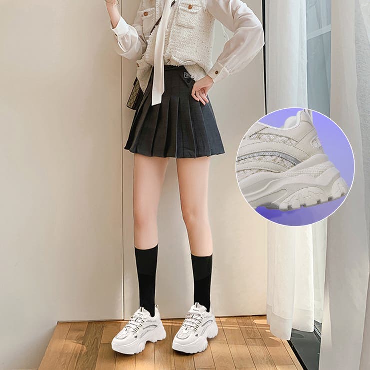 送料無料 ダッド スニーカー 厚底 韓国 トレンドファッション シャレ見えもスタイルアップも叶える一足 ボリュームソール厚底