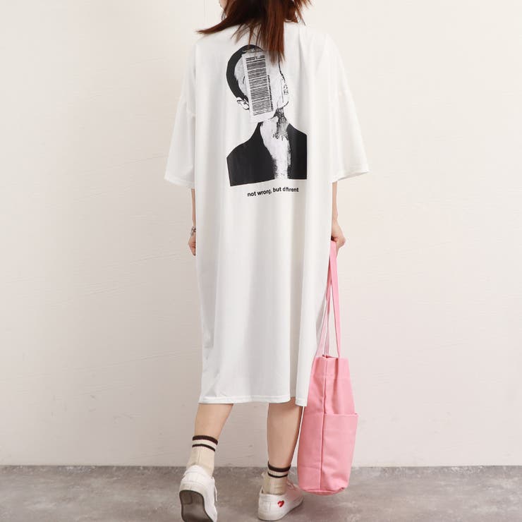 五分袖Tシャツワンピース バックプリント[品番：II000010284