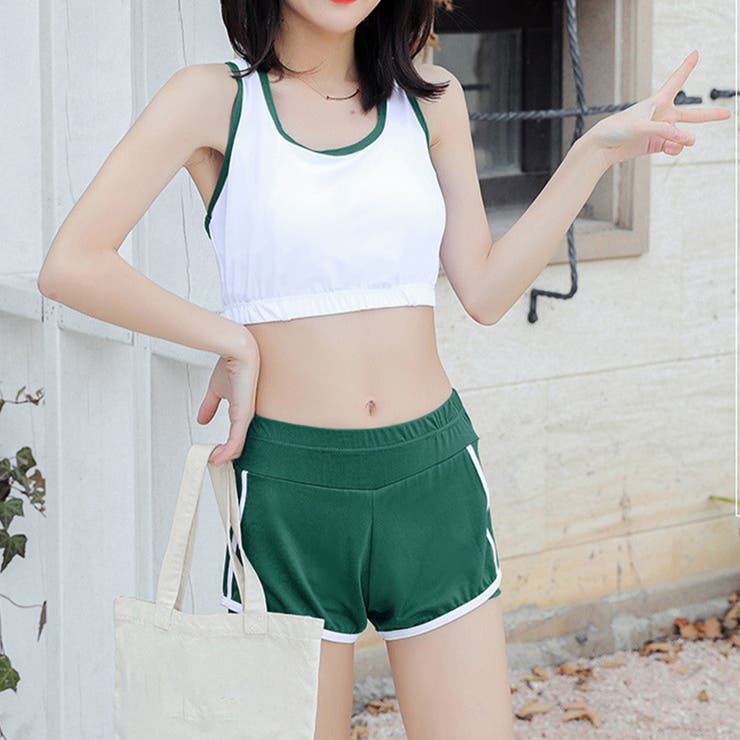 大特価 水着3点セット フィットネス水着[品番：II000010285 韓国風 水着・ラッシュガード