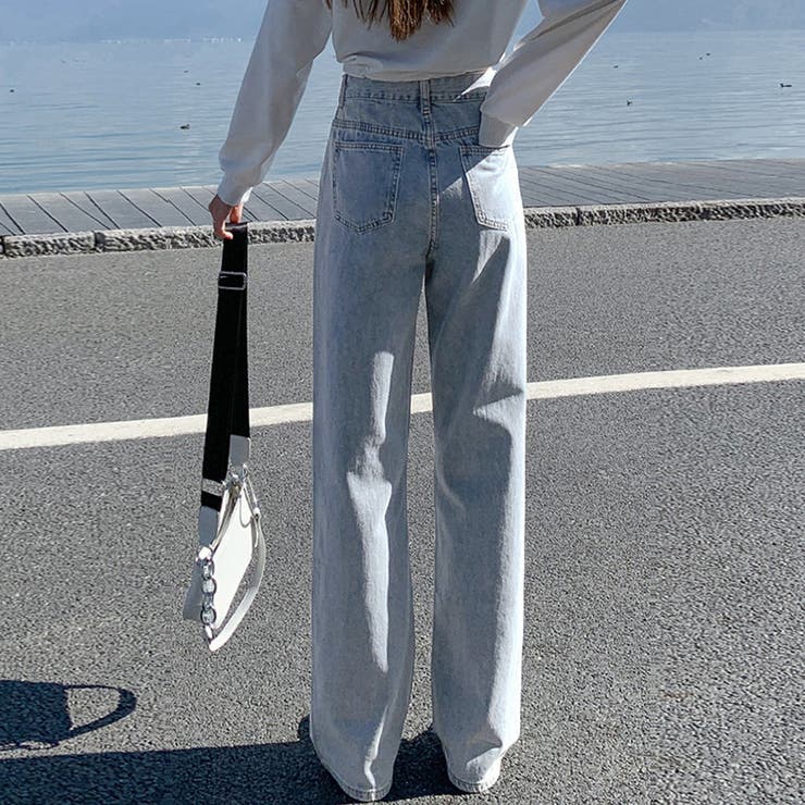 ストレートデニムパンツ レディース 美脚[品番：II000010058