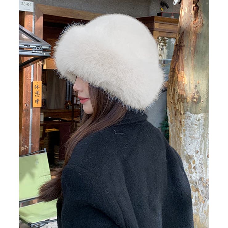 ホワイト | ふわふわファーハット暖かいバケットハット | Miniministore