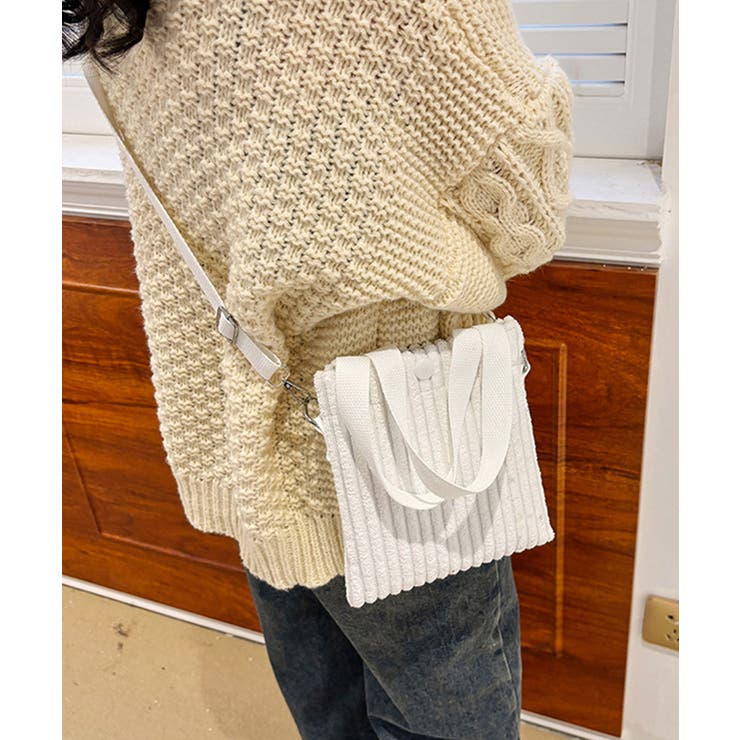 ホワイト | コーデュロイショルダーバッグ ミニバッグ | SUNSHINE CLOSET