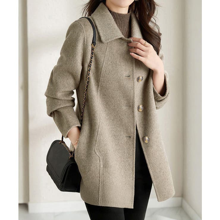 グレイッシュベージュ | テーラードジャケット ミディコート韓国風 | SUNSHINE CLOSET