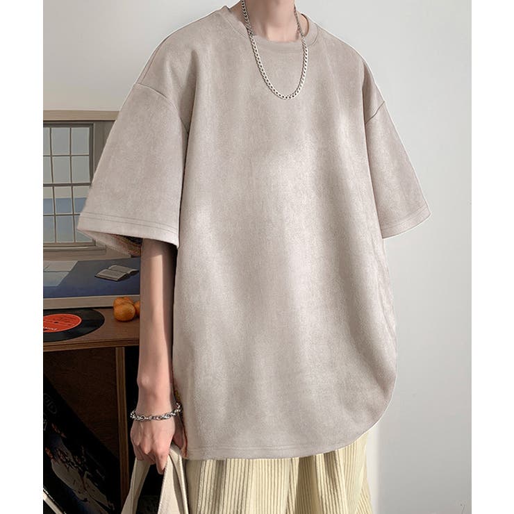 グレイッシュベージュ | メンズtシャツ 半袖 スエード調Tシャツ | AsaAura