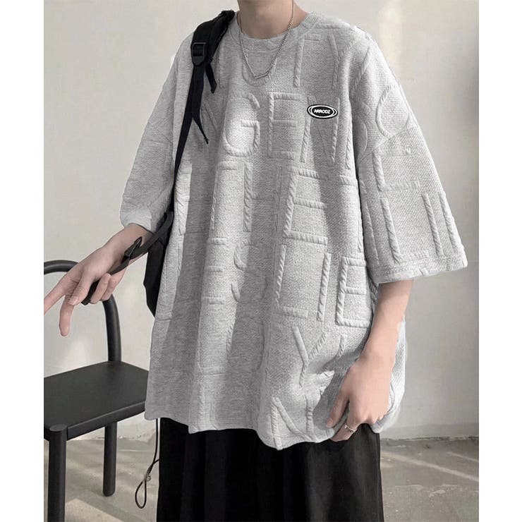 スエード調 Tシャツ 2色 エンボスロゴ ストリート 韓国 cr4247 org.jpg