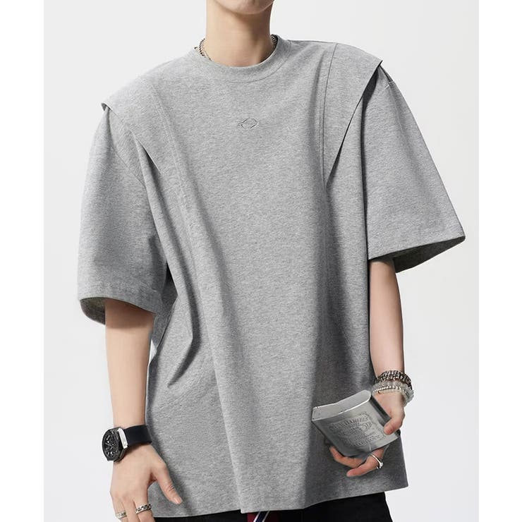 グレー | 半袖 ワンポイントtシャツ メンズ 夏服 | AsaAura