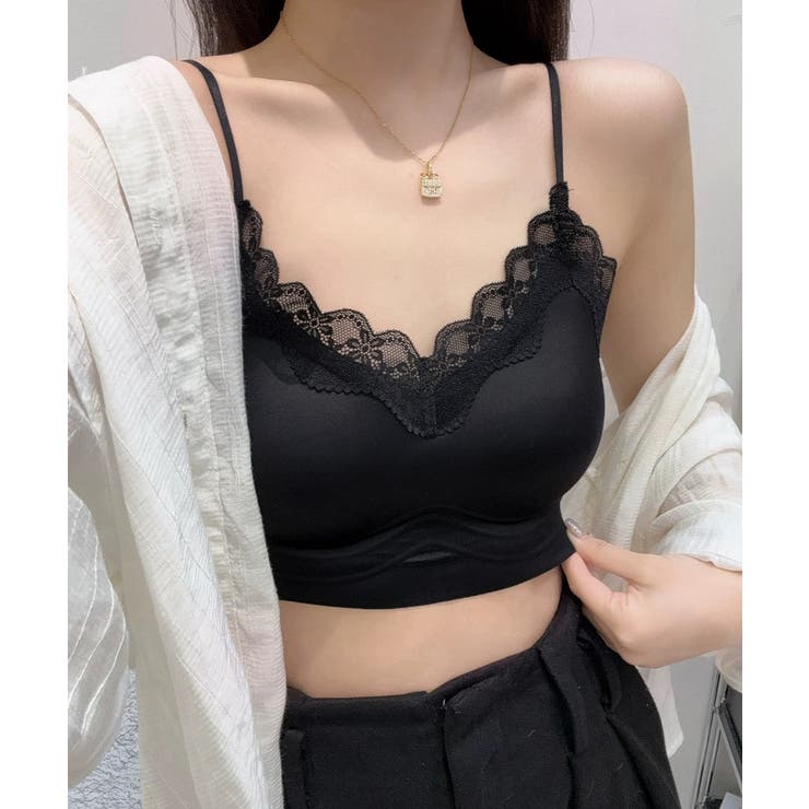 ブラック | サテン調 チューブトップブラジャーレース | Miniministore