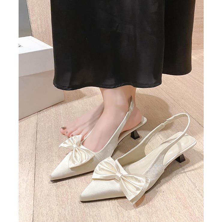 オフホワイト | エレガント バックストラップ ミュールパンプス美脚見え | SUNSHINE CLOSET