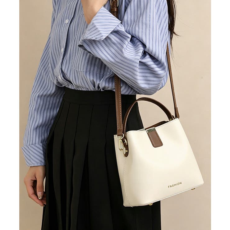 アイボリー*ブラウン | 2WAYバケツ型ミニショルダーバッグ上品 | Miniministore