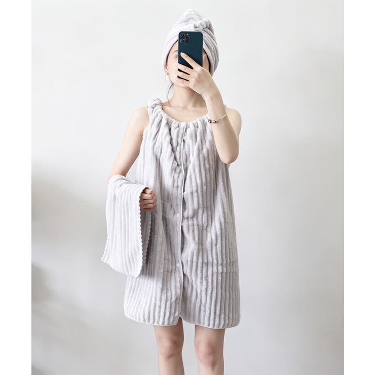 ライトグレー | ワンピース+タオル+キャップ 3点セット | Miniministore
