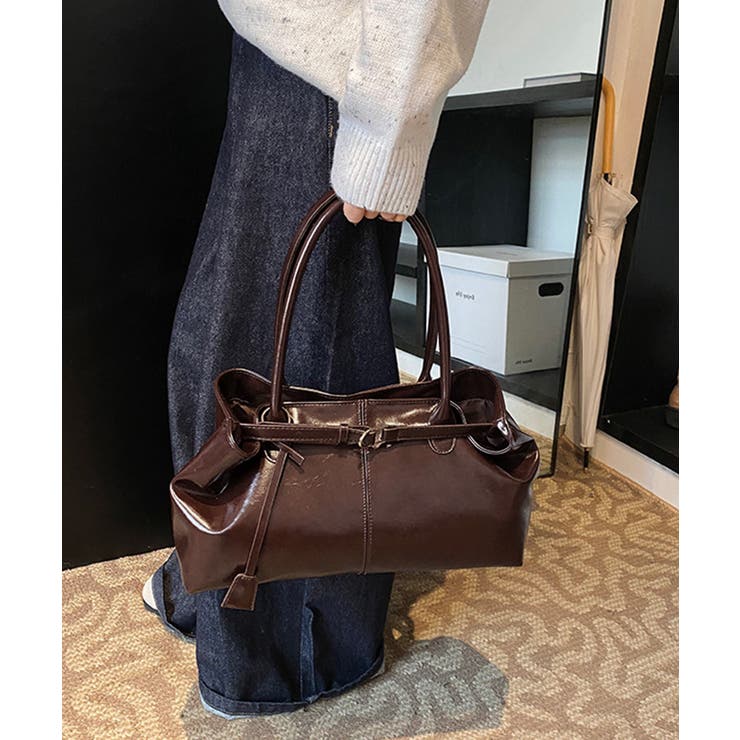 ブラウン | オイルワックス風合皮トートバッグ肩掛け鞄 | Miniministore