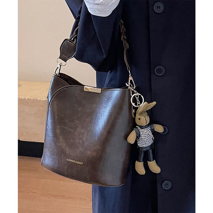 ブラウン | ショルダーバッグロープ編みハンドルバッグ | Miniministore