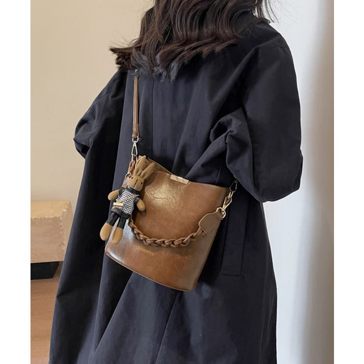 キャメル | ショルダーバッグロープ編みハンドルバッグ | Miniministore