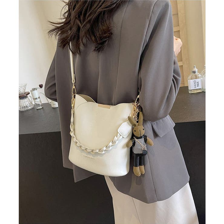 オフホワイト | ショルダーバッグロープ編みハンドルバッグ | Miniministore