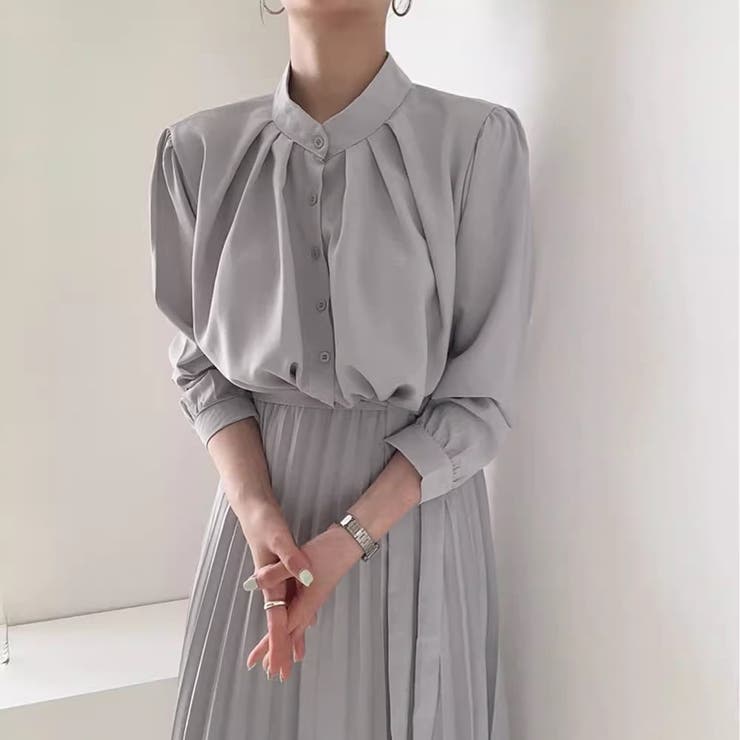 miniministore｜ロングワンピース 長袖プリーツワンピ韓国