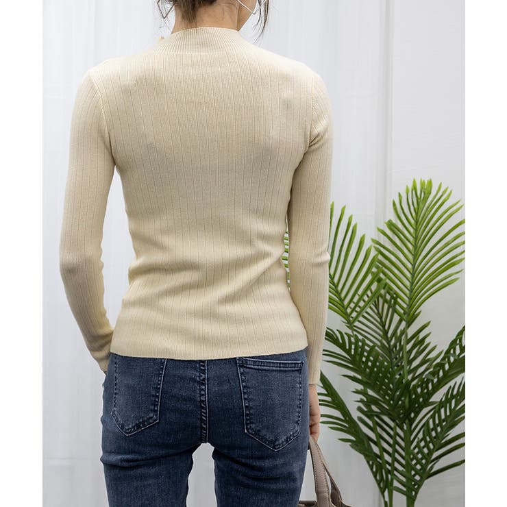 韓国リブニットトップス ハイネック 長袖 | Miniministore | 詳細画像14 