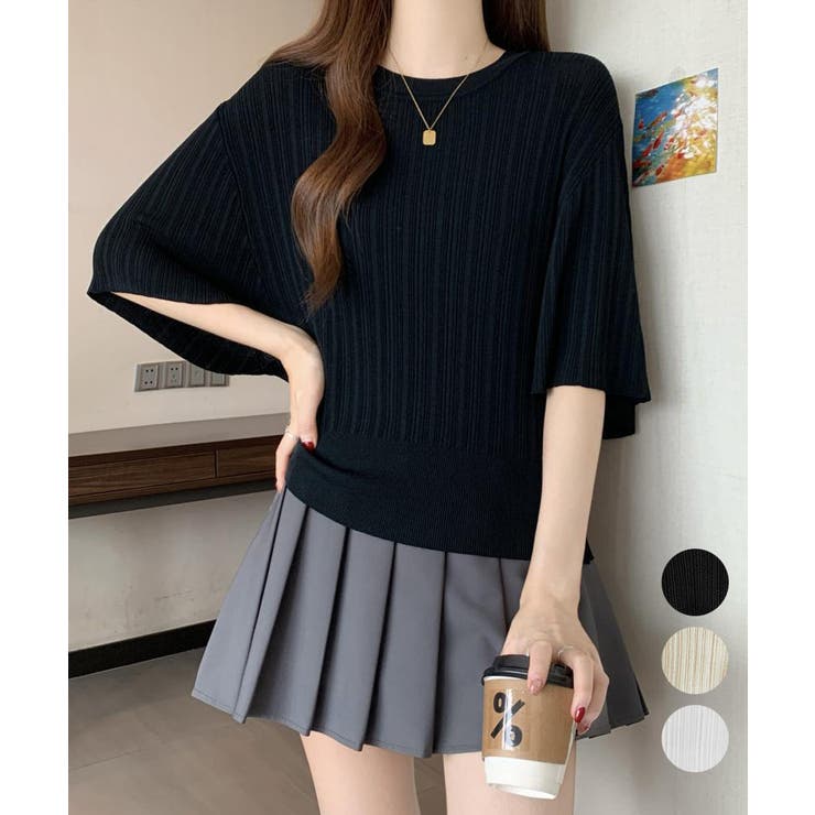 フレアースリーブニットトップスレディース | Miniministore | 詳細画像1 