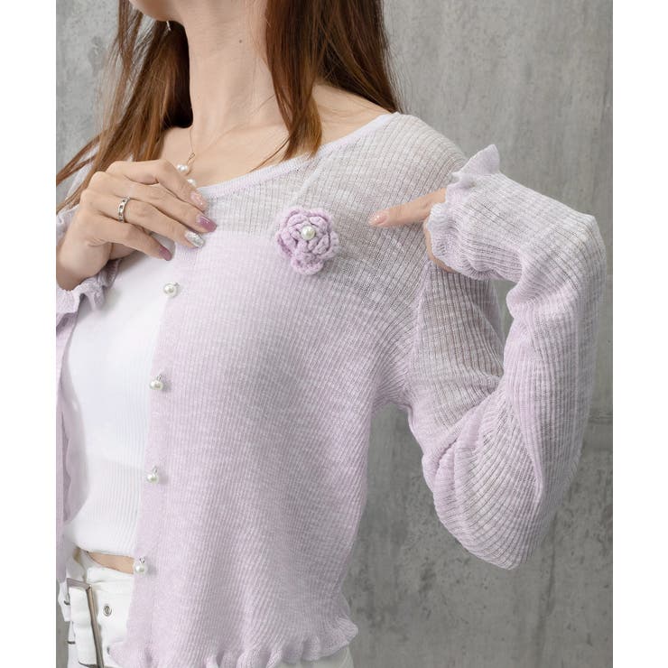 サマーニットカーディガン 花モチーフ付き | Miniministore | 詳細画像33 