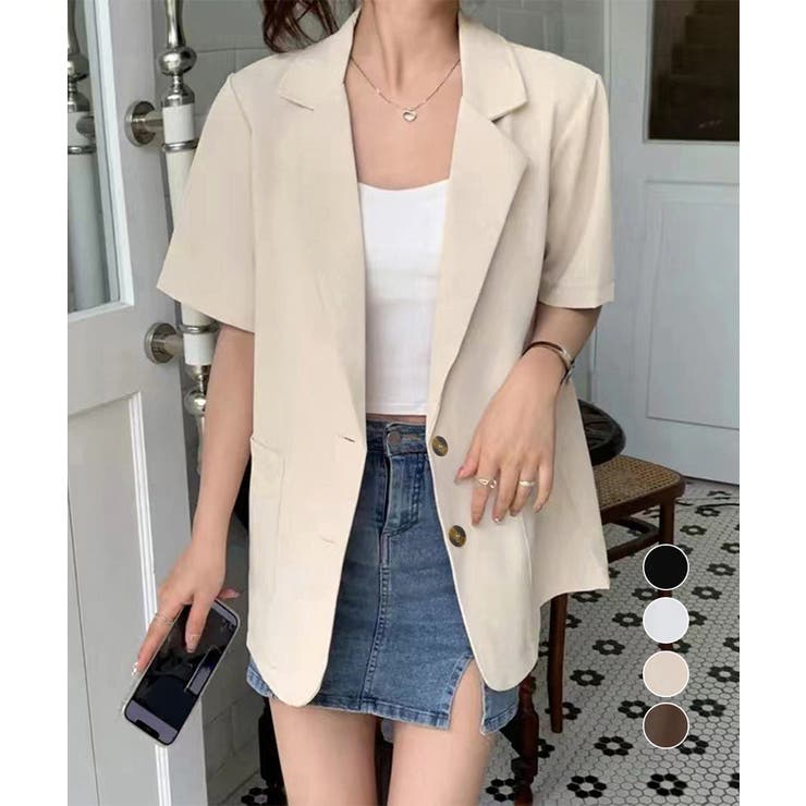 半袖テーラードジャケット レディース夏服 | Miniministore | 詳細画像1 