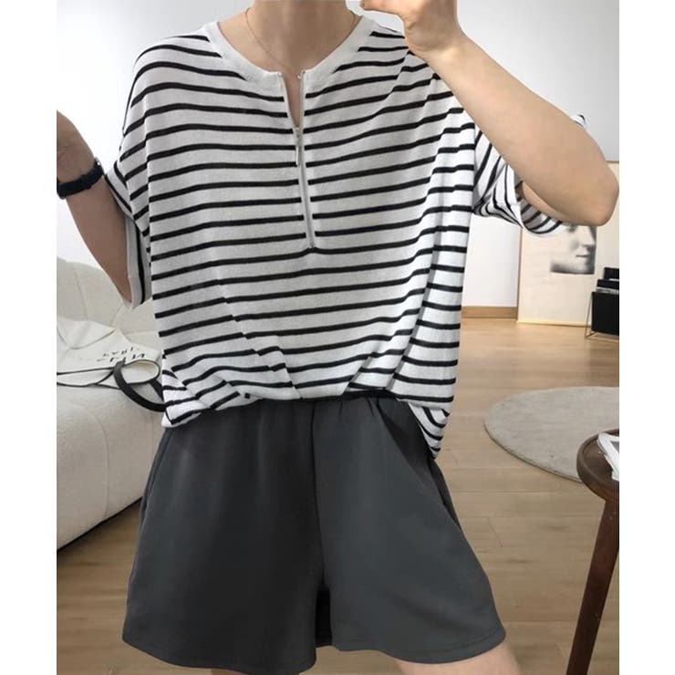 tシャツ レディース ボーダー Tシャツ ス 半袖 カジュアル シンプル 夏服 CH0106 ボーダー柄tシャツ レディース 半袖夏服[品番：II000011765