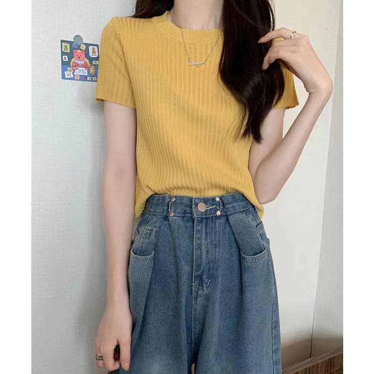 リブニットトップスサマーニット半袖春夏服 | Miniministore | 詳細画像19 