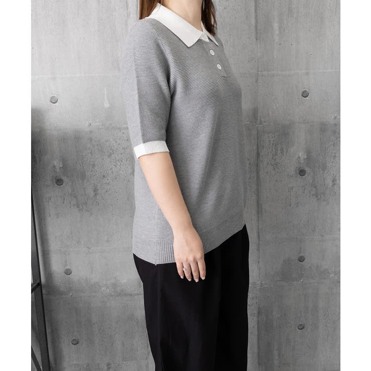 配色襟付き半袖 ポロニットトップス韓国風 | Miniministore | 詳細画像21 