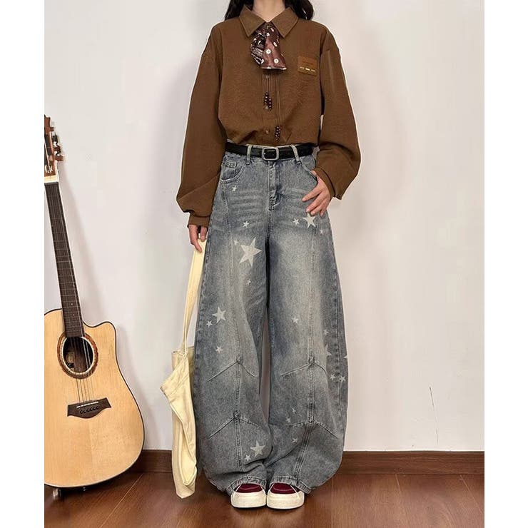 星柄デニムバギーパンツカーブジーンズ | Miniministore | 詳細画像10 
