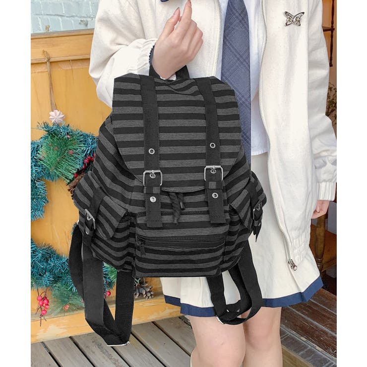 ボーダー柄リュックサックフラップリュック | Miniministore | 詳細画像13 