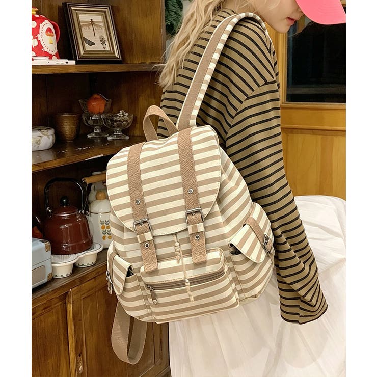 ボーダー柄リュックサックフラップリュック | Miniministore | 詳細画像18 